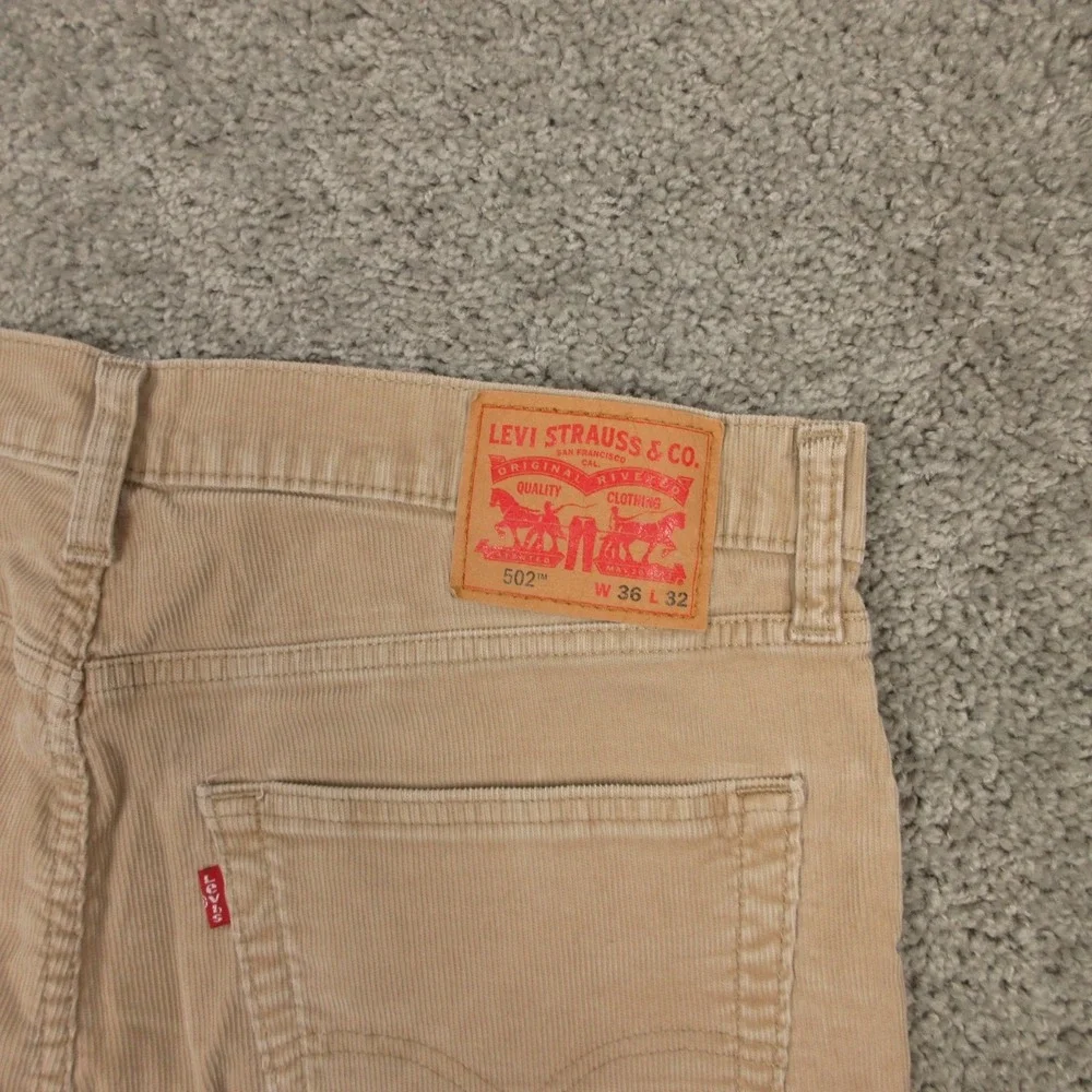 Levis Pants Mens 36x32‎ Tan Beige 502 Regular Tapered Corduroy 5 Pocket Chinos